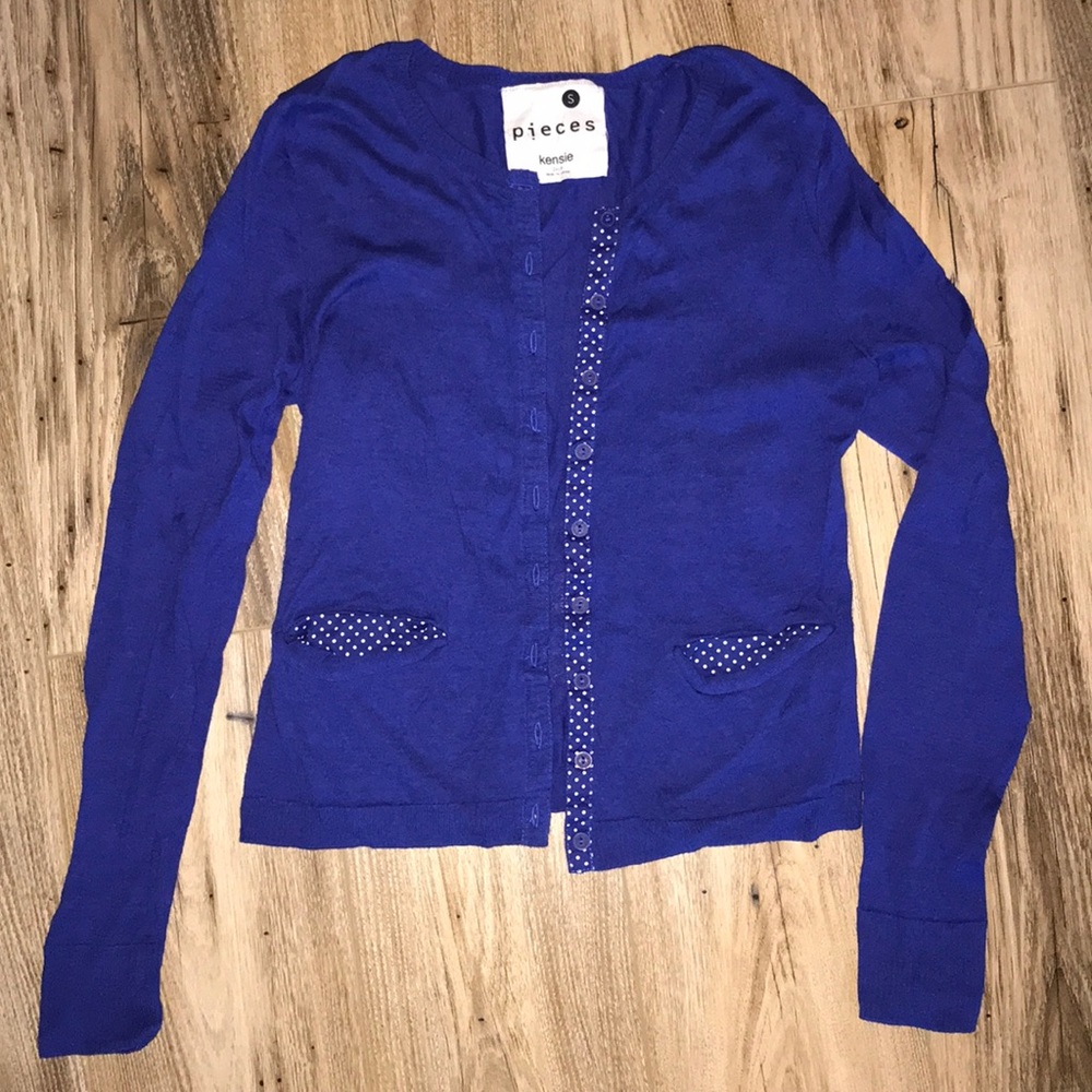 Kensie button up cardigan with polka dot detail